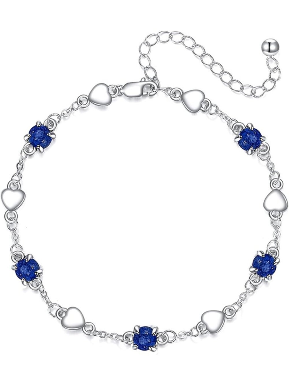 925 Sterling Silver Heart Bracelet - Opal, Moonstone, Turquoise & More - Gift